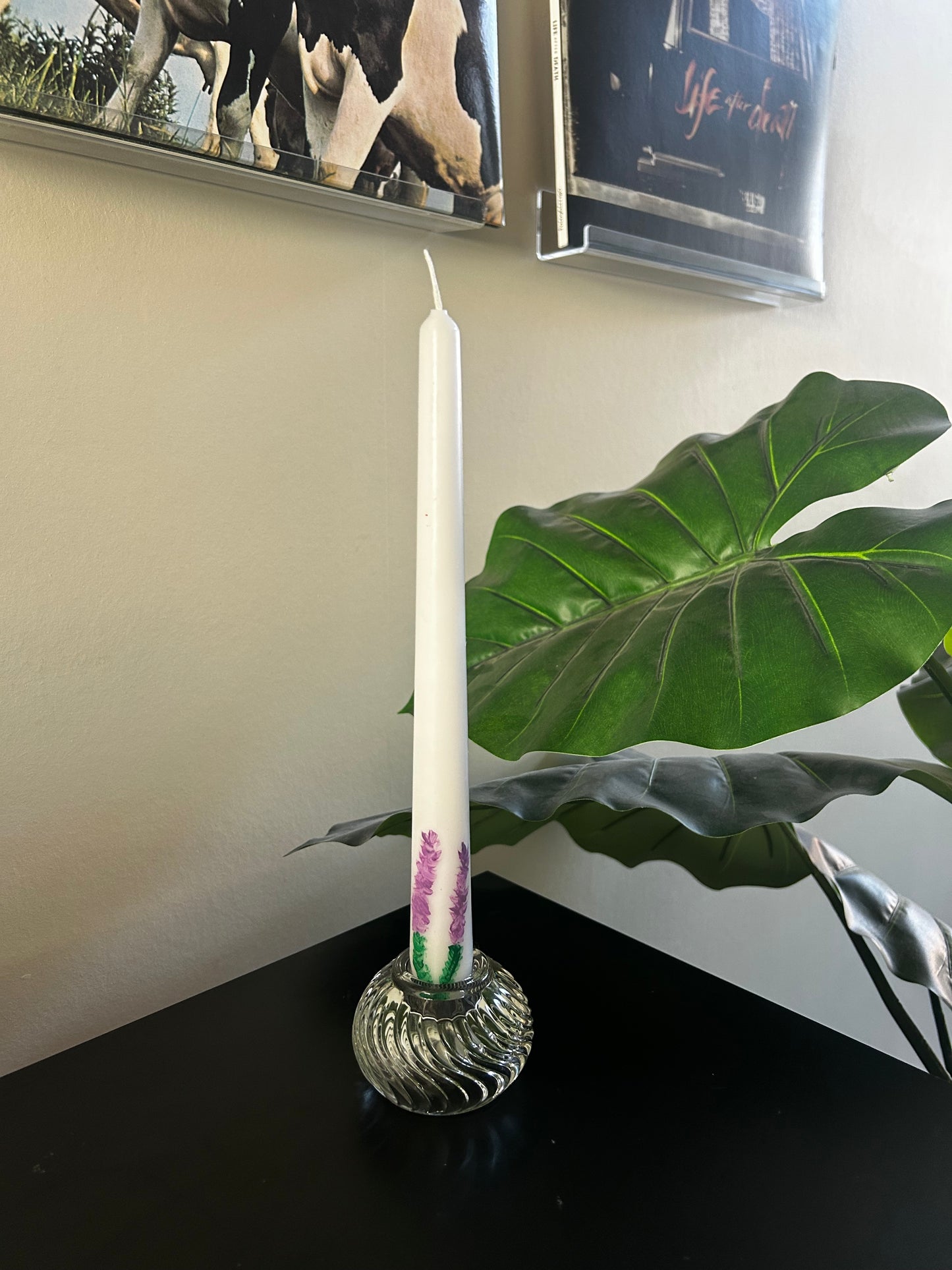 Beschilderde dinerkaarsen - set van 2