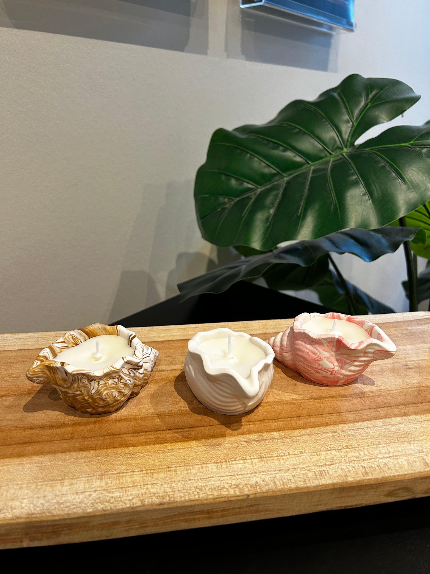 SEASHELL bruin marmer effect (1) - kaars