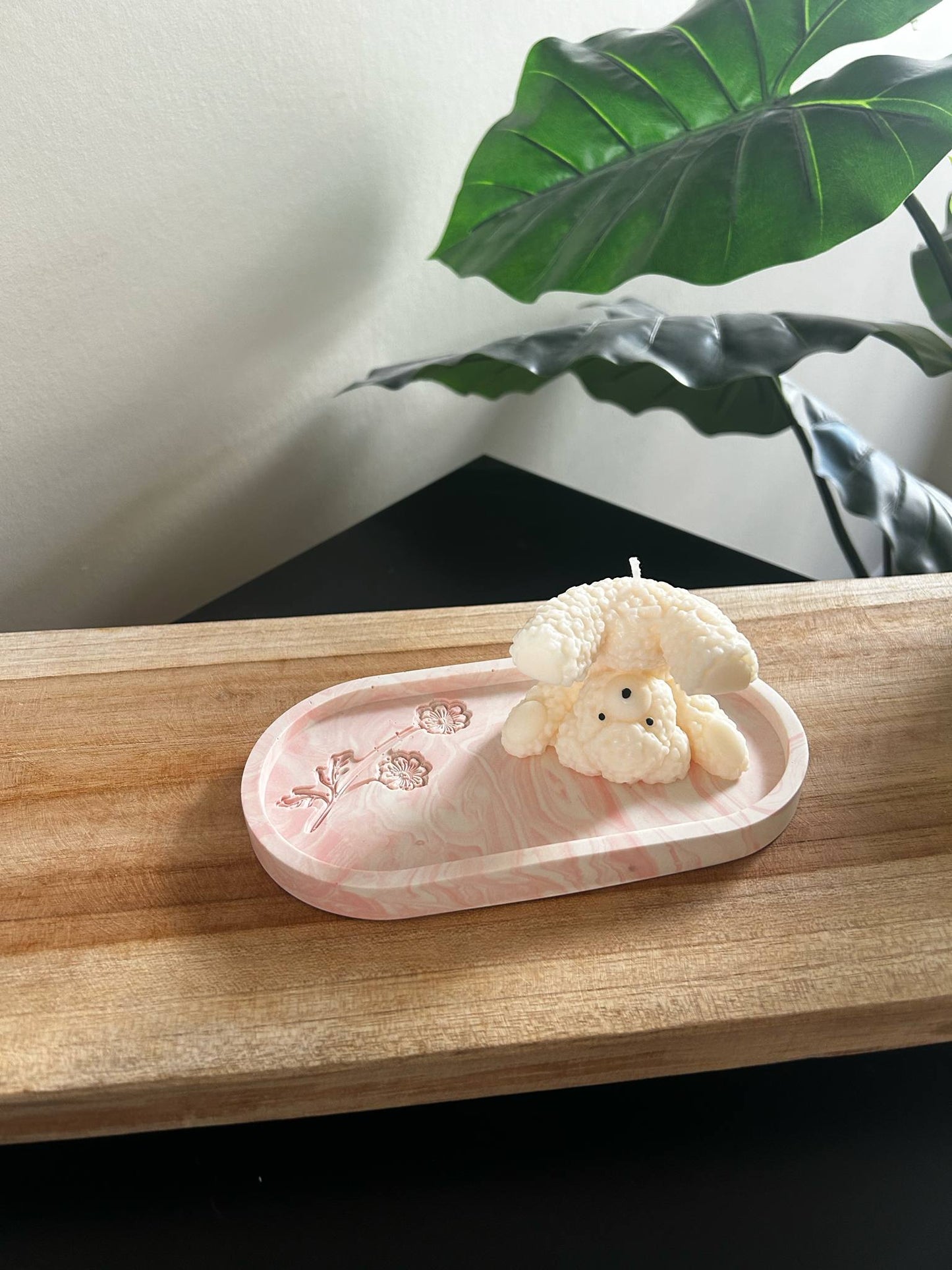 FLOWER SCHAAL - roze wit marmer