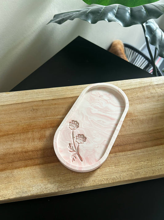 FLOWER SCHAAL - roze wit marmer